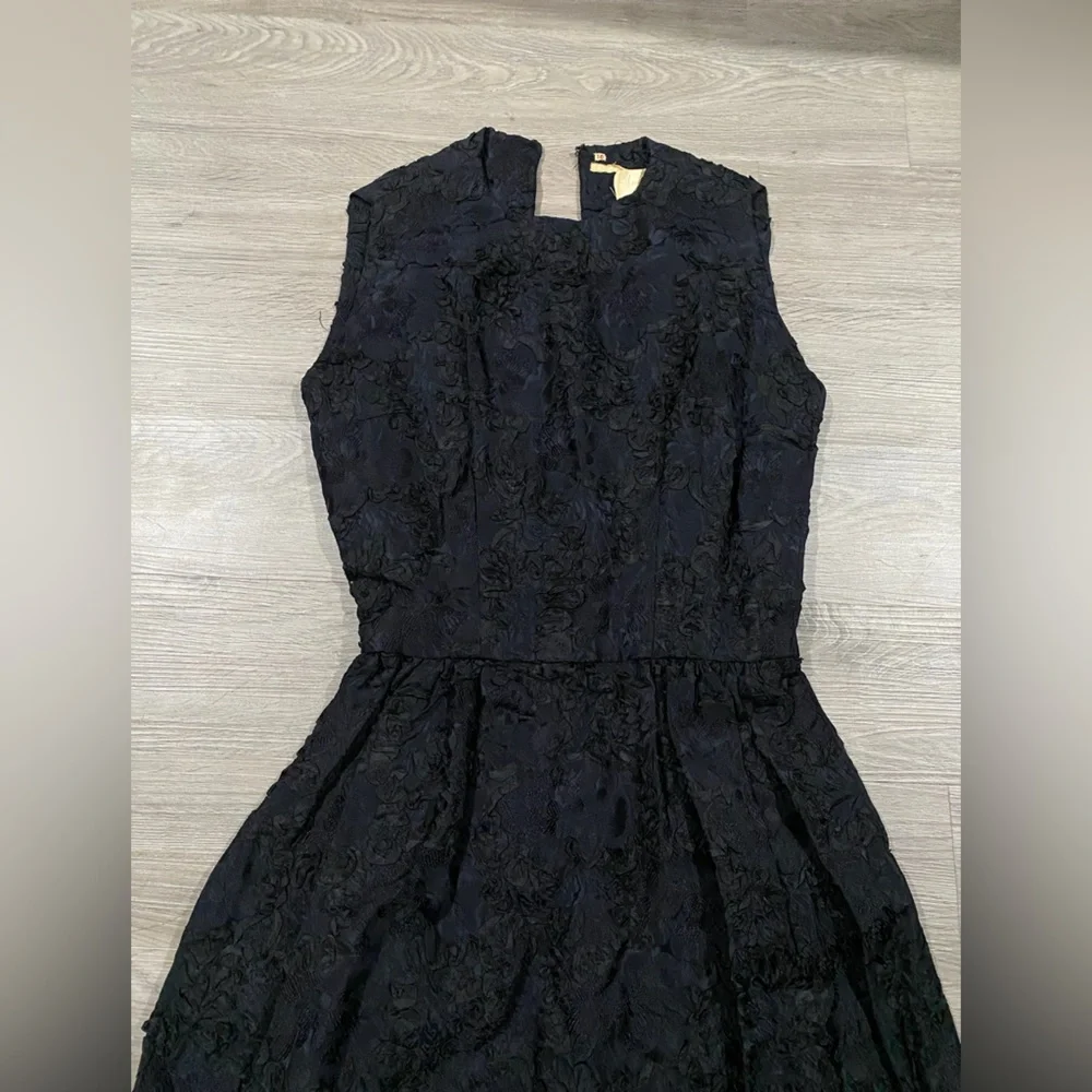 Nina Ricci Vintage Thalhimers Elegant Black‎ Sleeveless Dress Floral